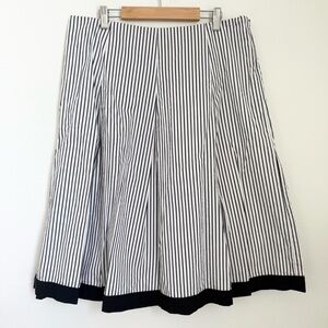 Talbots White with Black Striped Pleated Skirt Size 12